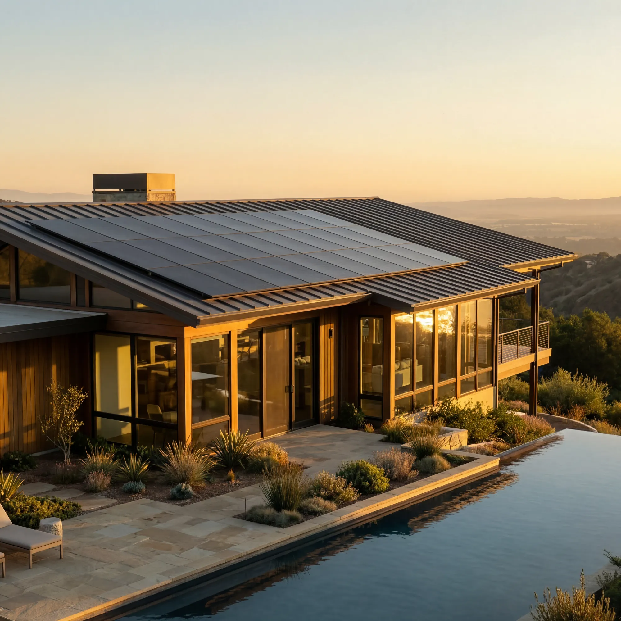 Solar panels on a modern roof